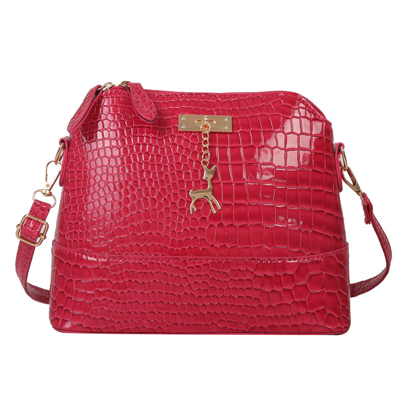 Shell-Shaped PU Leather Crossbody Bag - Large Capacity Solid Color Shoulder Bag