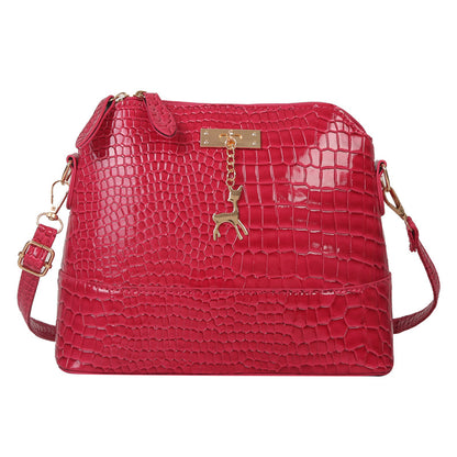 Shell-Shaped PU Leather Crossbody Bag - Large Capacity Solid Color Shoulder Bag