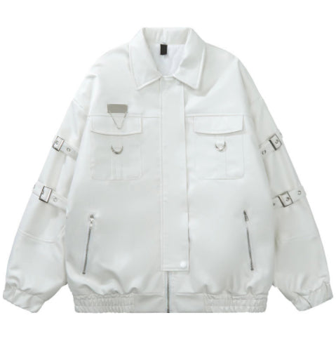 Women's PU Leather Jacket - Quilted and Regular Style Coat