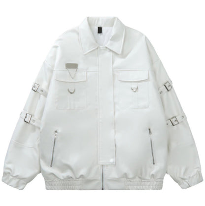 Women's PU Leather Jacket - Quilted and Regular Style Coat