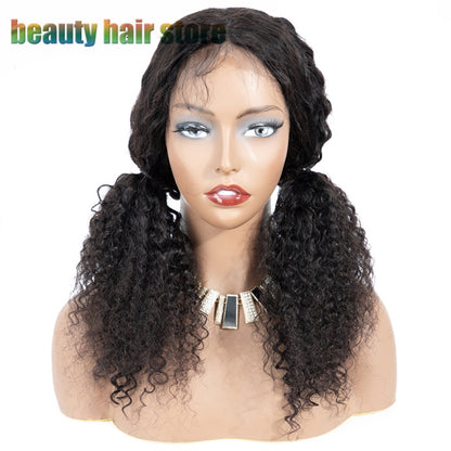 Brazilian Kinky Curly Lace Front Human Hair Wig - 9A Grade Natural Color