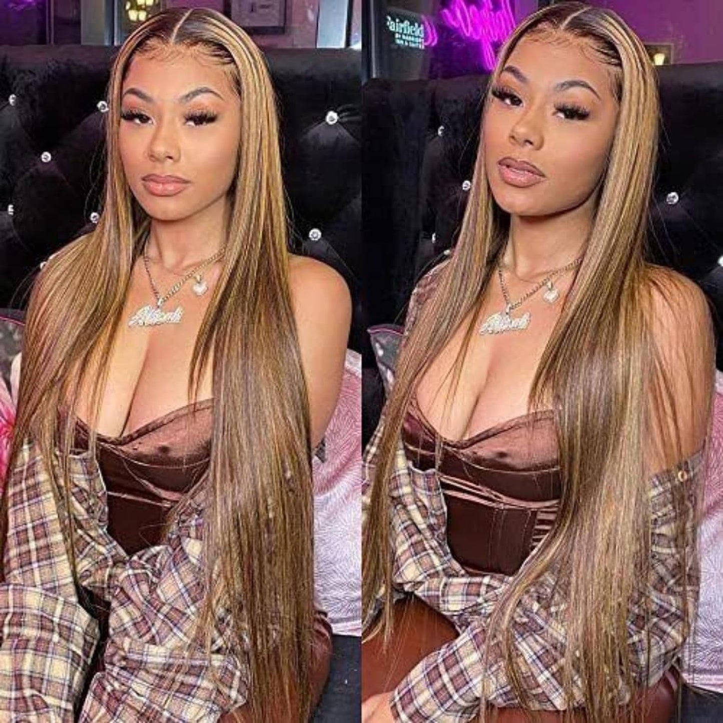Long Straight Lace Front Human Hair Wig - Real Hair