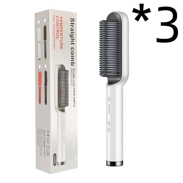 2-in-1 Hair Straightener & Curling Comb | Tourmaline Ceramic | Negative Ion Electric Hair Brush