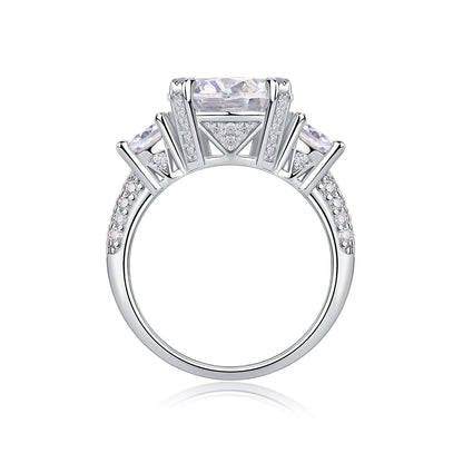 5 Carat Moissanite Sterling Silver Ring - Gold Plated Wedding Band