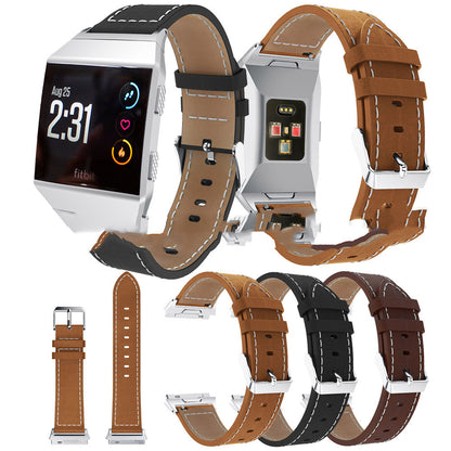 Genuine Leather Fitbit Ionic Band - White Stitching Detail