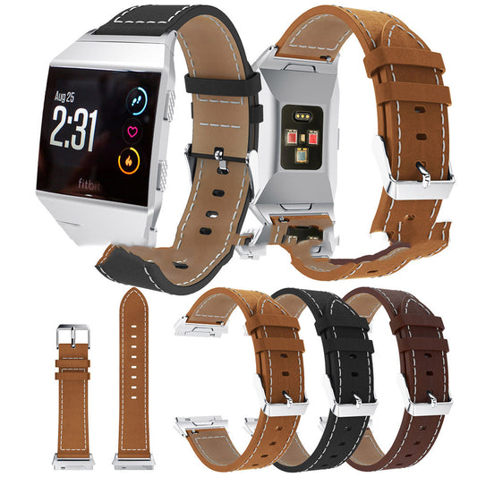 Genuine Leather Fitbit Ionic Band - White Stitching Detail