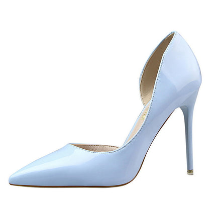 Women's D'Orsay Pointed Toe Patent Leather High Heel Pumps - Dress Shoes