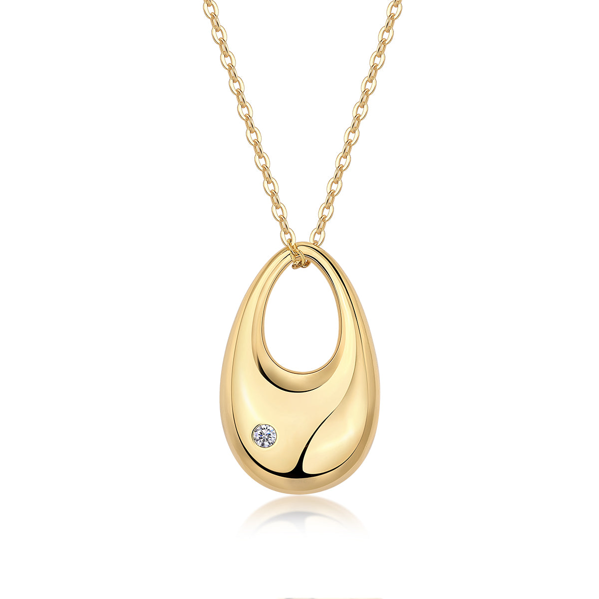 Moissanite Pendant Necklace Set - S925 Sterling Silver Gold Plated