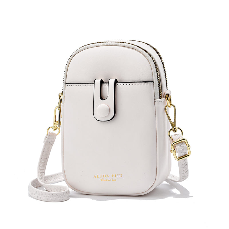 Fashion Bucket Crossbody Cell Phone Bag - Color Block PU Leather Mini Bag