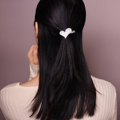 Heart-Shaped Moissanite Hair Clip - S925 Silver Platinum-Plated Accessory