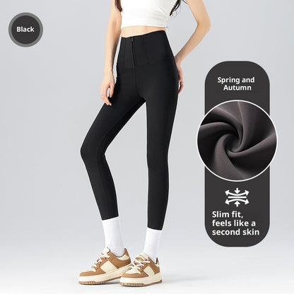 Women's Shark Pattern Fleece Lined Pants - High Waist Thermal Winter Trousers