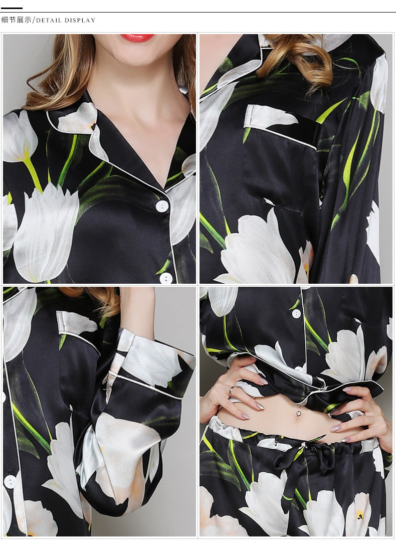 Luxe Silk Long-Sleeve Pajama Set - Two-Piece Sleepwear