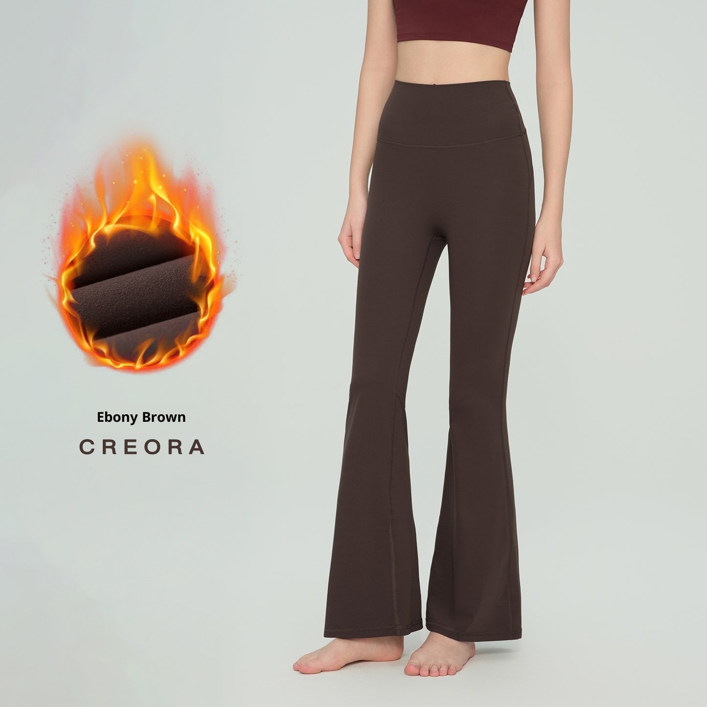 Women's High-Waisted Fleece Flare Pants - Thickened Wool-Lined Slim Fit Trousers