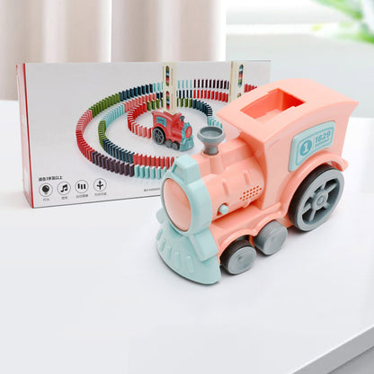Automatic Domino Train Toy - Electric Building Blocks Train with 100 Dominoes