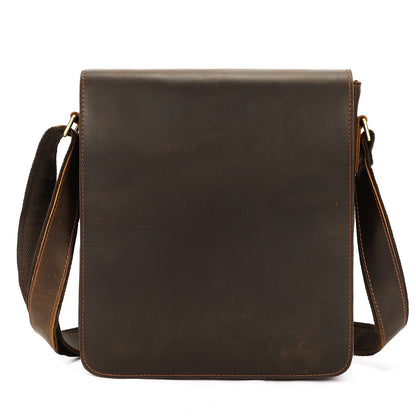 Men's Genuine Crazy Horse Leather Crossbody Bag - Retro Style