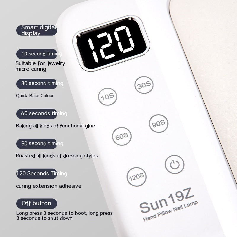 UV Nail Lamp - 180W Hand Pillow Manicure Machine with 63 LED Beads