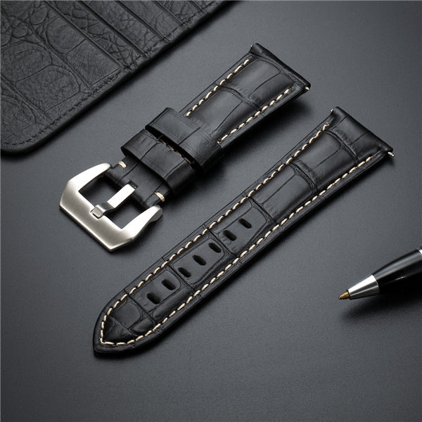 Premium Italian Leather Watch Strap with Quick Release - Bamboo Pattern