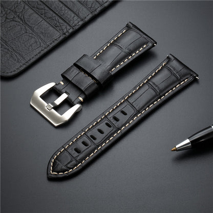 Premium Italian Leather Watch Strap with Quick Release - Bamboo Pattern