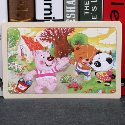 Kids Wooden Jigsaw Puzzle Toy - Educational Animal & Theme Designs for Ages 3+