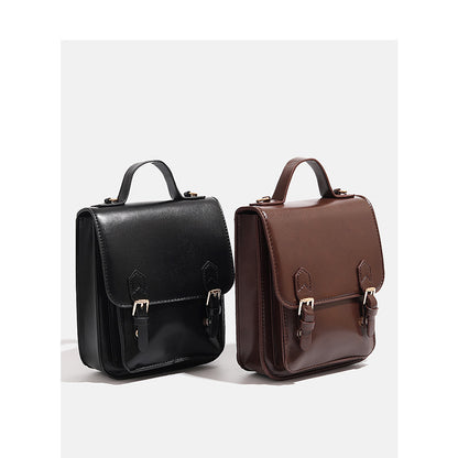 Retro British-Style Backpack with Flap Closure - PU Leather Casual Bag