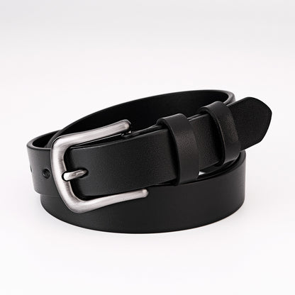 First Layer Cowhide Leather Belt - Women's Versatile Simple Design with Alloy Pin Buckle