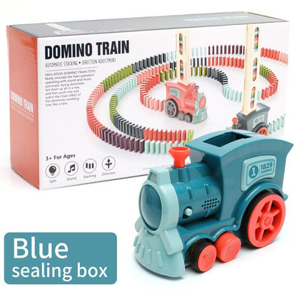 Automatic Domino Train Toy - Electric Building Blocks Train with 100 Dominoes