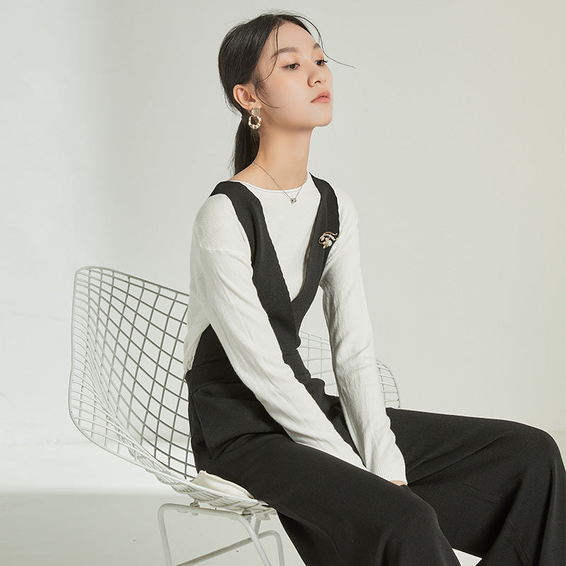 Sleeveless High Waist Strap Casual Knit Jumpsuit