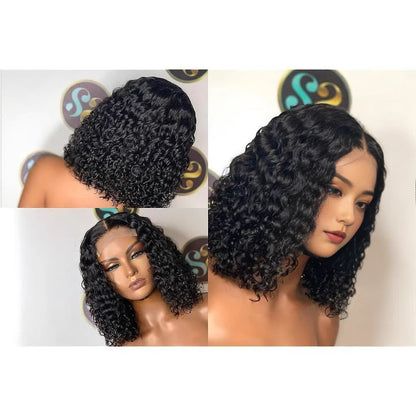 Human Hair Water Wave Bob Wig - Frontal Lace Wig