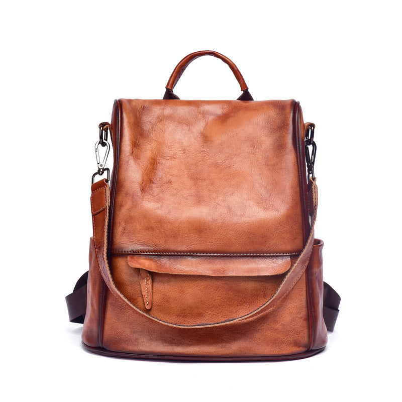 Women's Genuine Leather Anti-Theft Backpack - Luxury Travel Bag with Laptop Compartment