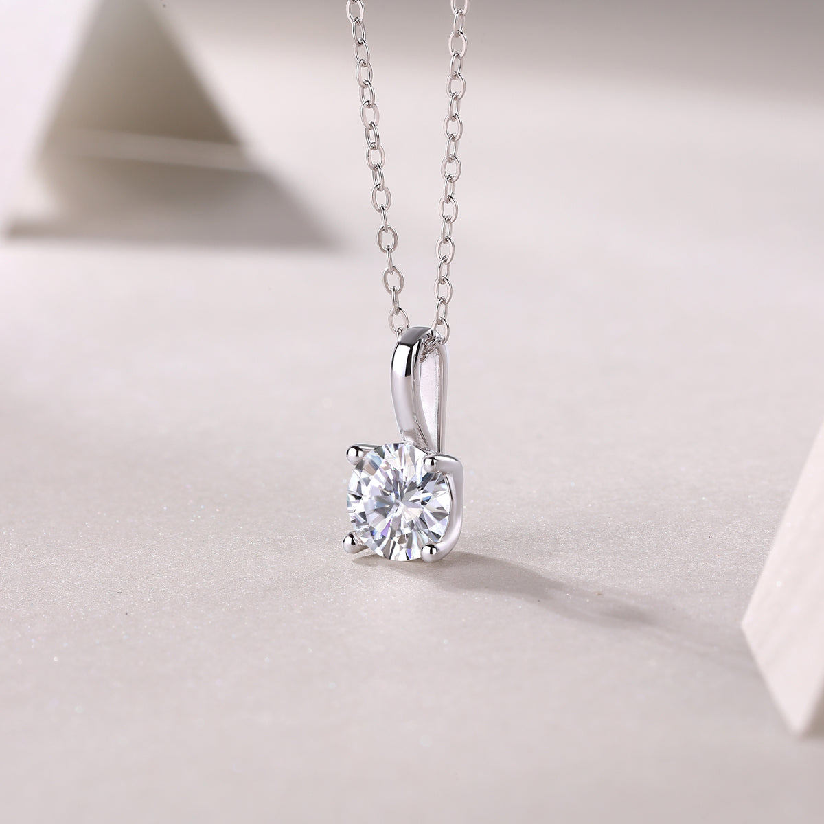 1 Carat Moissanite Necklace Pendant Set - S925 Silver with Platinum Plating