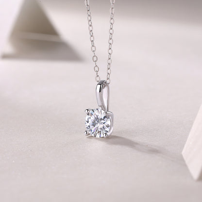 1 Carat Moissanite Necklace Pendant Set - S925 Silver with Platinum Plating
