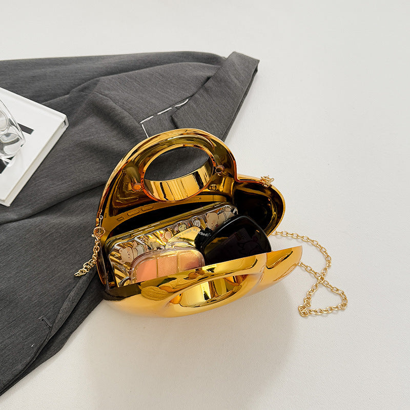 Heart-Shaped Acrylic Evening Bag - Structured Crossbody Handbag