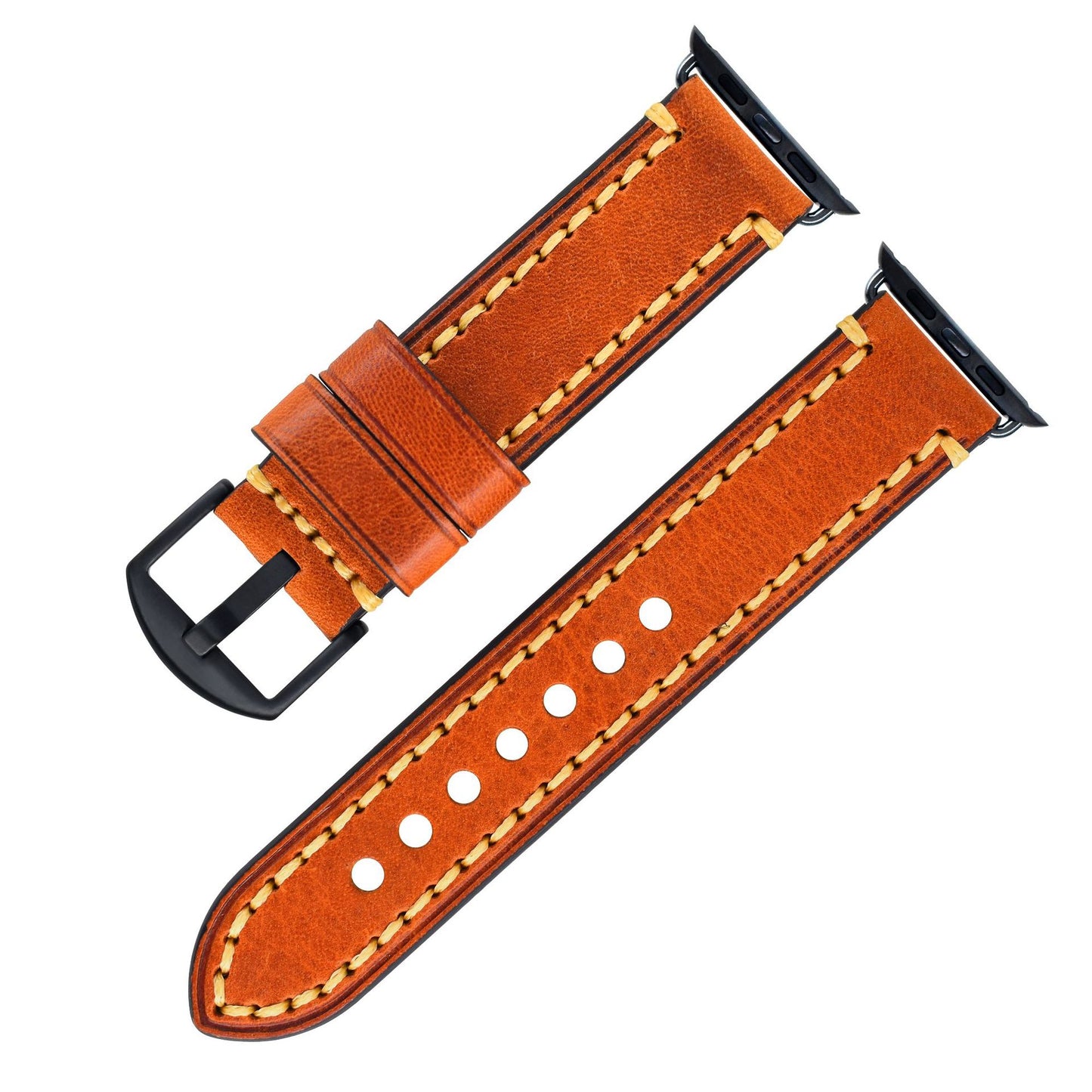 Top Layer Cowhide Leather Watch Strap - Full Grain Water Oil Leather for Apple Watch