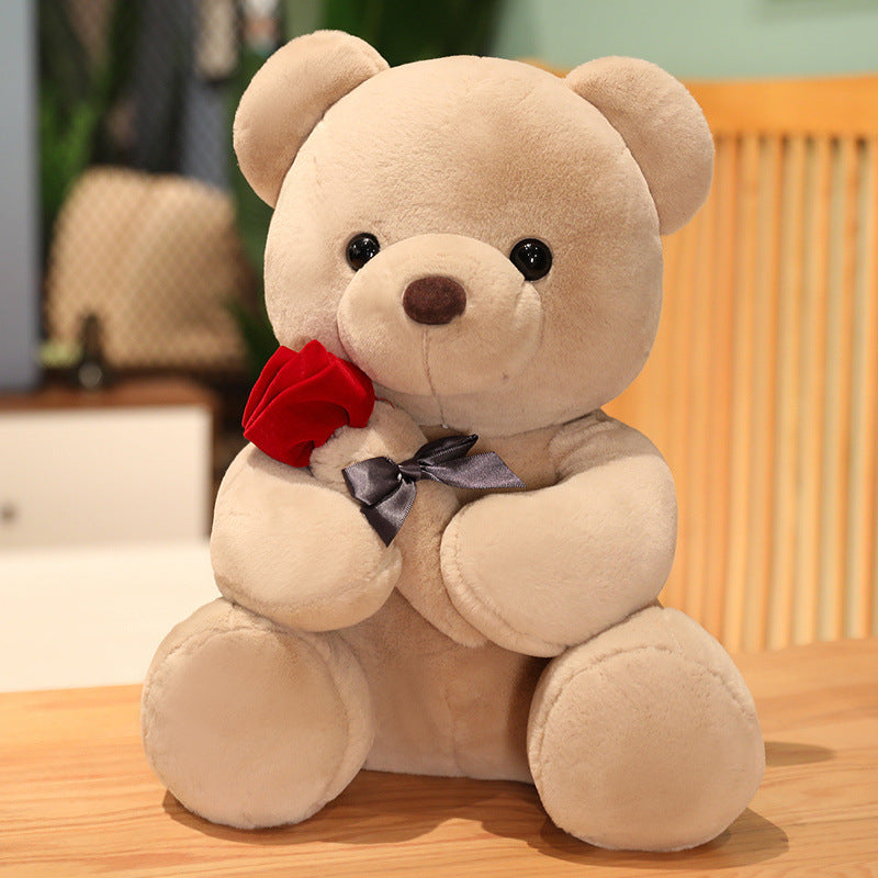Rose Teddy Bear Plush Toy - Soft Stuffed Animal Pillow Gift