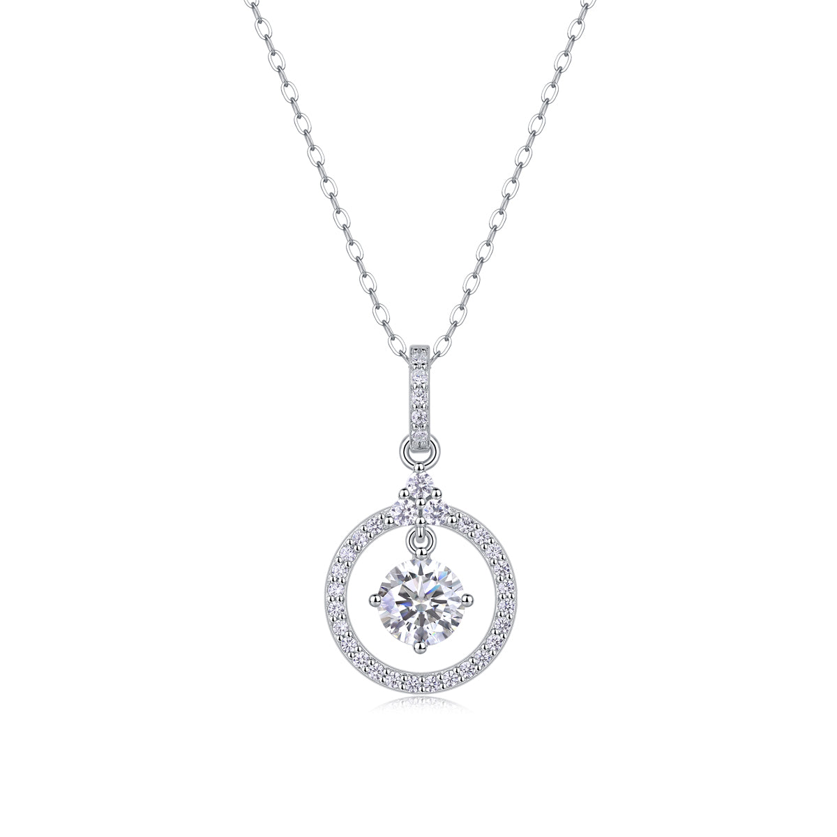 1 Carat Moissanite Love Ring Pendant Necklace - S925 Silver Platinum Plated Light Luxury Jewelry