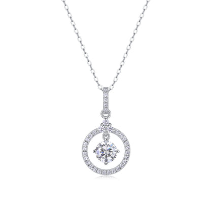 1 Carat Moissanite Love Ring Pendant Necklace - S925 Silver Platinum Plated Light Luxury Jewelry