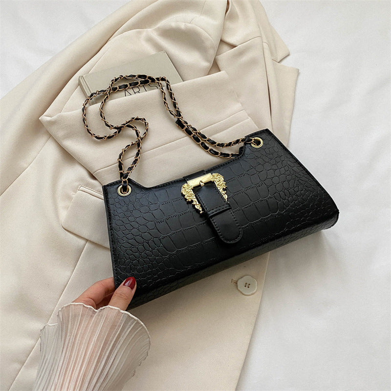 PU Leather Chain Crossbody Bag - Small Square Shoulder Bag with Phone Pocket