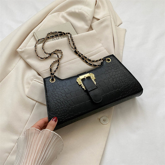 PU Leather Chain Crossbody Bag - Small Square Shoulder Bag with Phone Pocket