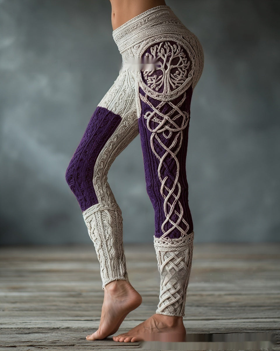 Women's Retro 3D Digital Print Casual Leggings - Slim Fit Yoga Pants