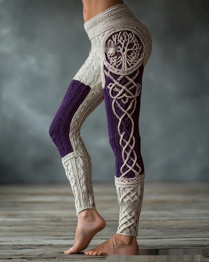 Women's Retro 3D Digital Print Casual Leggings - Slim Fit Yoga Pants