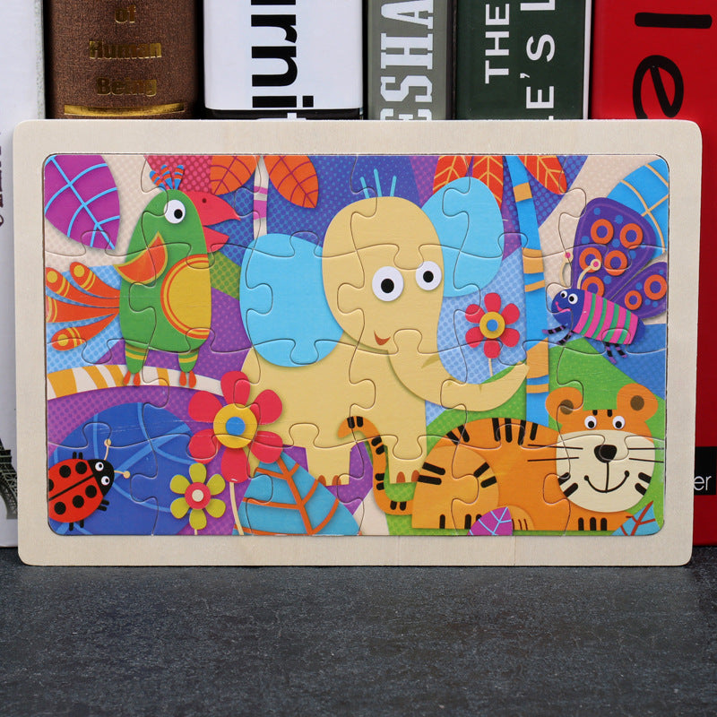 Kids Wooden Jigsaw Puzzle Toy - Educational Animal & Theme Designs for Ages 3+