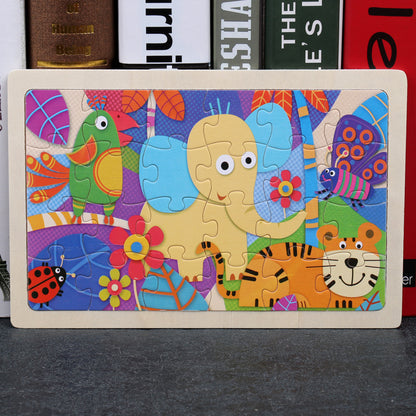 Kids Wooden Jigsaw Puzzle Toy - Educational Animal & Theme Designs for Ages 3+