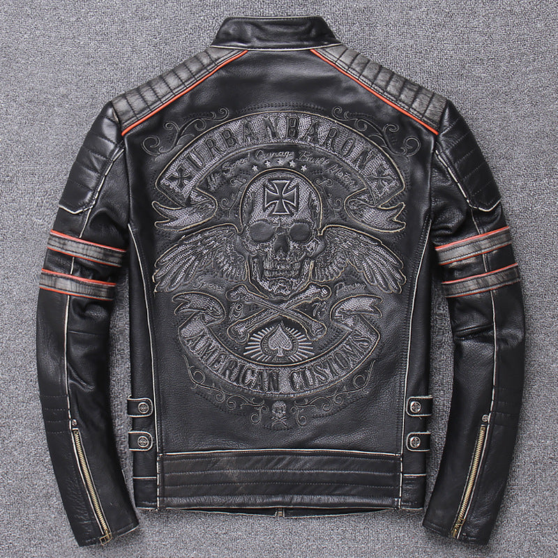 Harley Genuine Leather Motorcycle Jacket - Men's Slim Fit Riding Coat