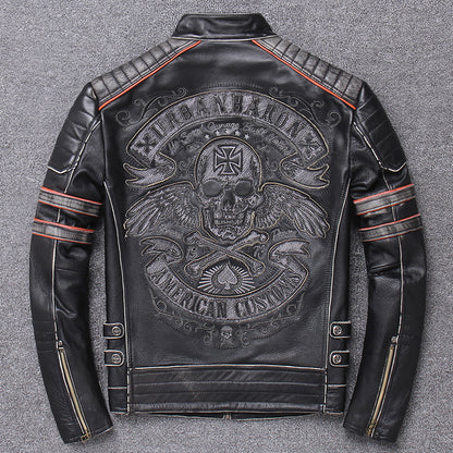 Harley Genuine Leather Motorcycle Jacket - Men's Slim Fit Riding Coat