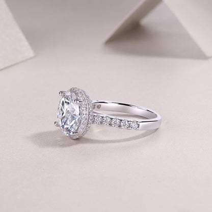 5 Carat Moissanite Sterling Silver Ring - Platinum Plated Wedding Band