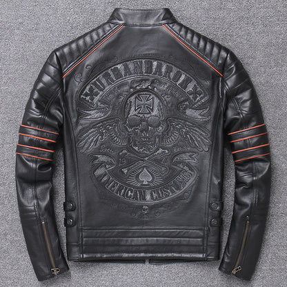Harley Genuine Leather Motorcycle Jacket - Men's Slim Fit Riding Coat