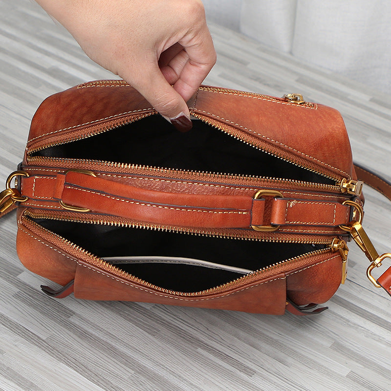 Genuine Leather Women's Shoulder Bag - Top Grain Leather Large Capacity Handbag