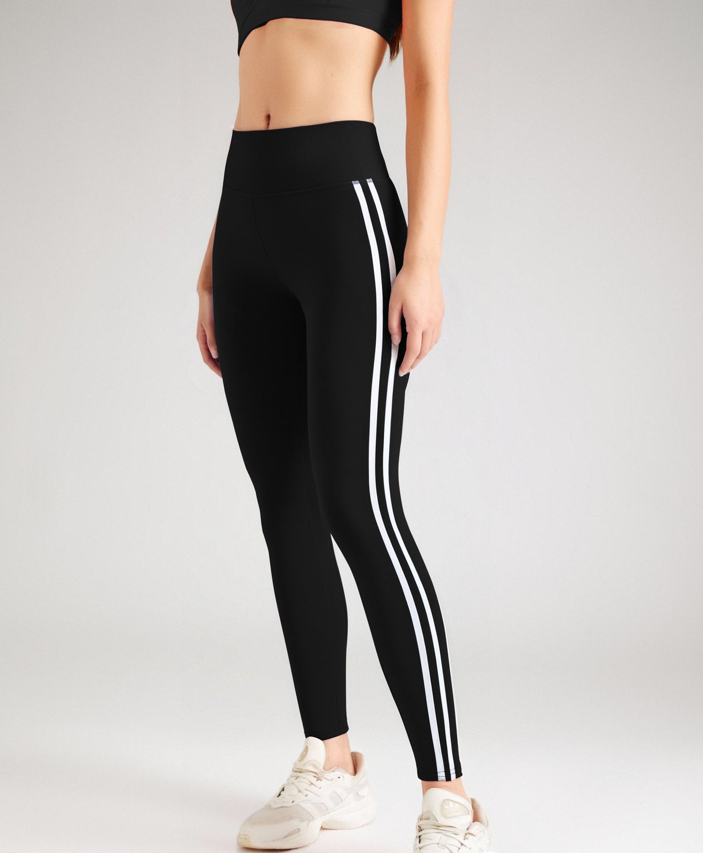 Side Striped High-Waist Hip-Lift Fitness Pants - Leisure Sport Leggings