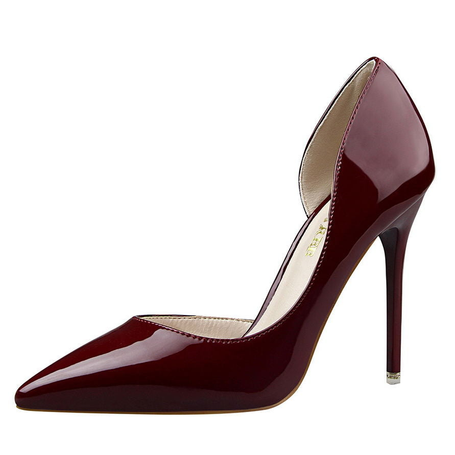 Women's D'Orsay Pointed Toe Patent Leather High Heel Pumps - Dress Shoes