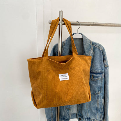 Retro Canvas Tote Handbag - European American Style with Letter Print Detail